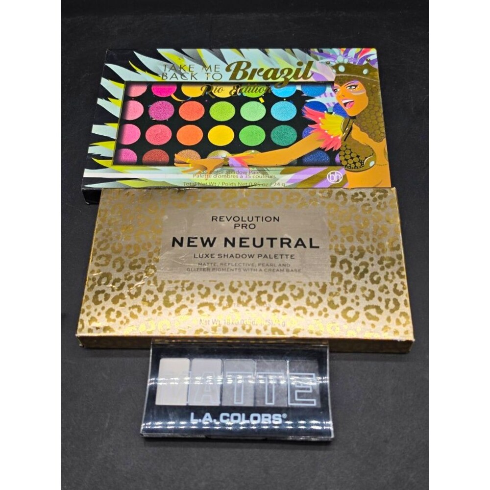 Eyeshadow Palette Lot 3 BH Cosmetics Revolution Pro LA Colors Makeup Bundle